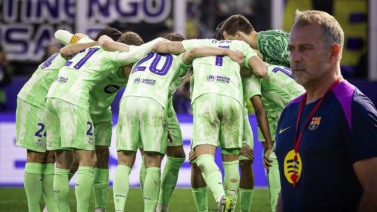 هانز فليك ولاعبي برشلونة