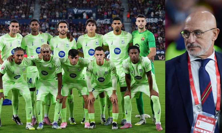 لويس دي لا فوينتي ولاعبي برشلونة