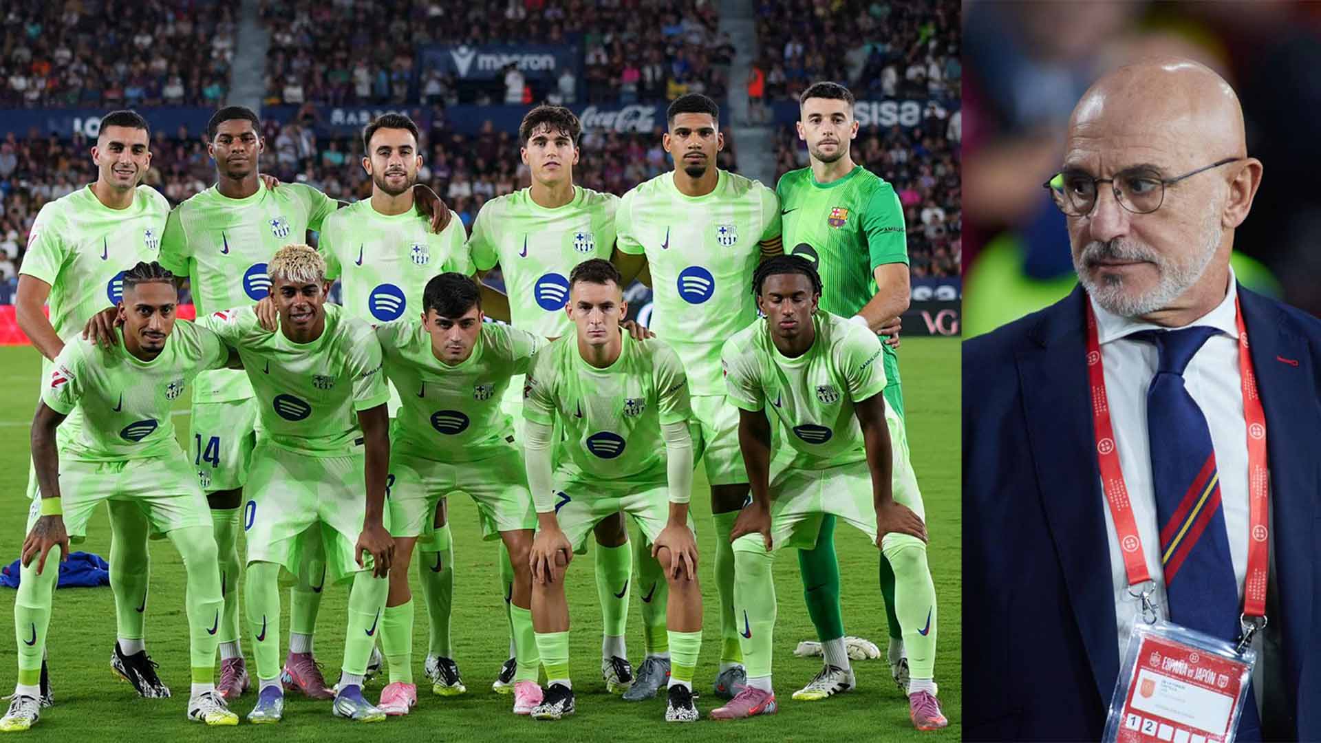 لويس دي لا فوينتي ولاعبي برشلونة